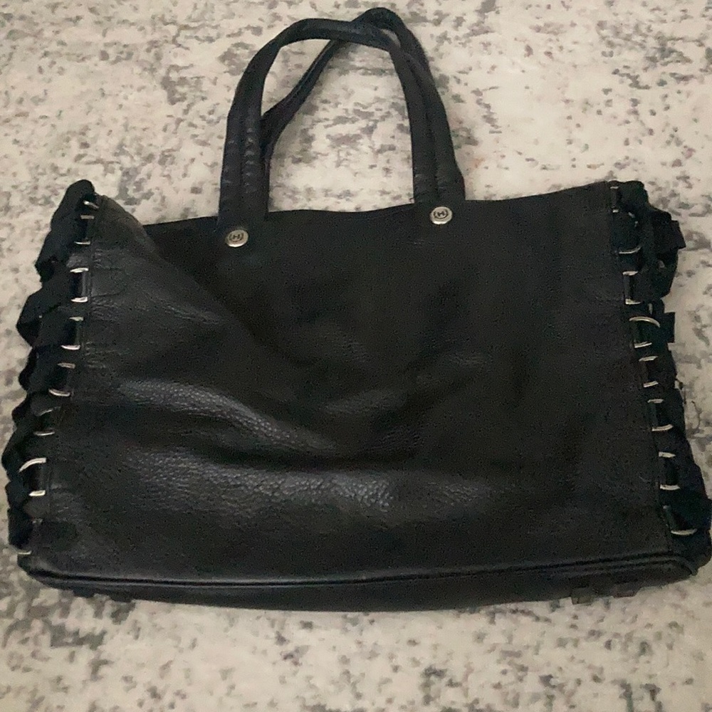 Hunter Black Leather Tote